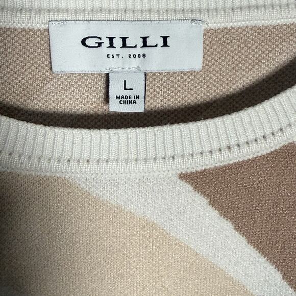 GILLI Abstract Crew Neck Sweater Women's Size Large Cream Multi Long Sleeve - Picture 5 of 8